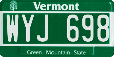 VT license plate WYJ698