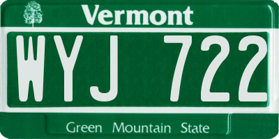 VT license plate WYJ722