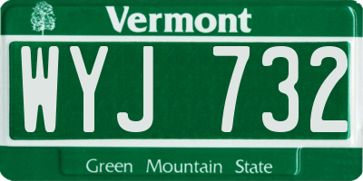 VT license plate WYJ732