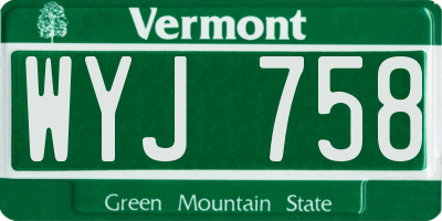 VT license plate WYJ758