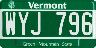 VT license plate WYJ796