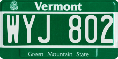 VT license plate WYJ802