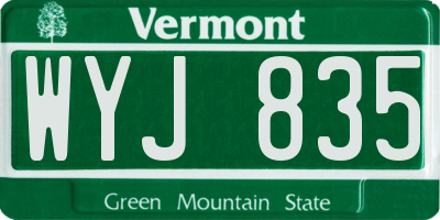 VT license plate WYJ835