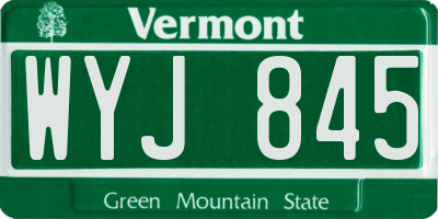 VT license plate WYJ845