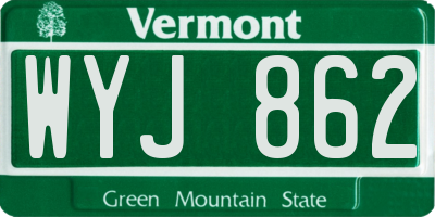 VT license plate WYJ862