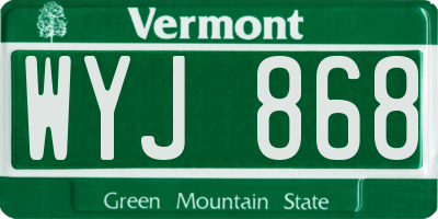 VT license plate WYJ868