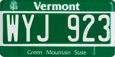 VT license plate WYJ923