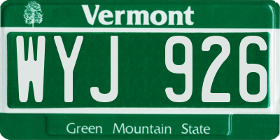 VT license plate WYJ926
