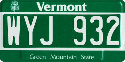 VT license plate WYJ932
