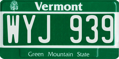 VT license plate WYJ939