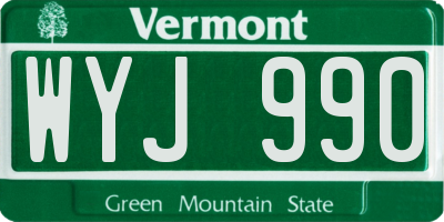 VT license plate WYJ990