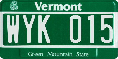 VT license plate WYK015