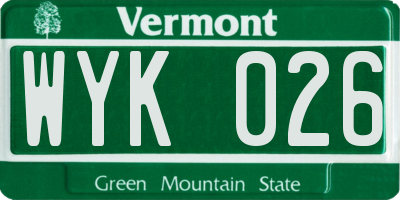 VT license plate WYK026