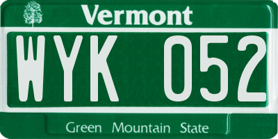 VT license plate WYK052