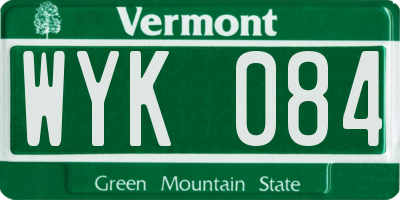 VT license plate WYK084