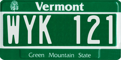 VT license plate WYK121