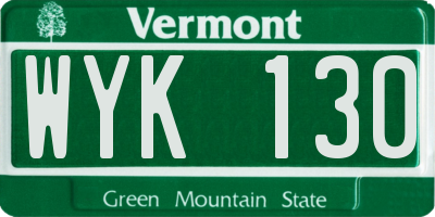 VT license plate WYK130