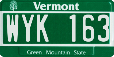 VT license plate WYK163