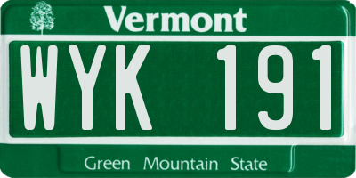 VT license plate WYK191