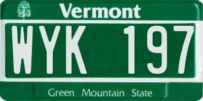 VT license plate WYK197