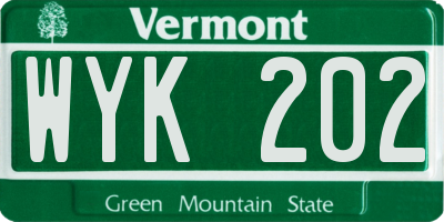 VT license plate WYK202