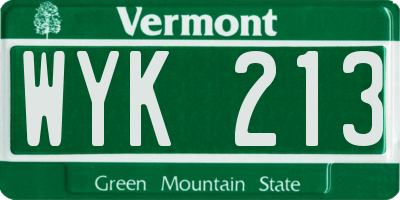 VT license plate WYK213