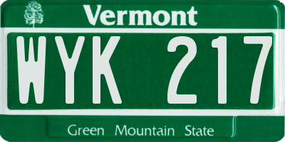 VT license plate WYK217