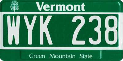 VT license plate WYK238