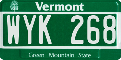 VT license plate WYK268