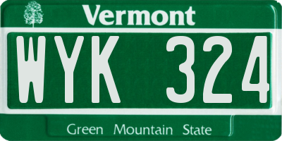 VT license plate WYK324