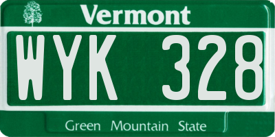 VT license plate WYK328
