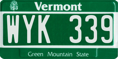 VT license plate WYK339