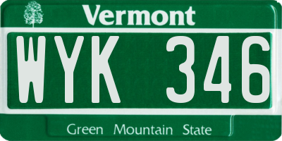 VT license plate WYK346