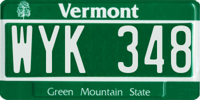 VT license plate WYK348