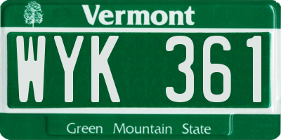 VT license plate WYK361