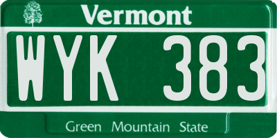 VT license plate WYK383