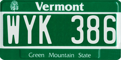VT license plate WYK386