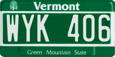 VT license plate WYK406