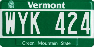 VT license plate WYK424