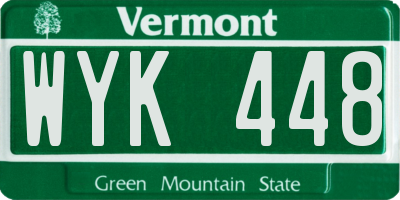 VT license plate WYK448