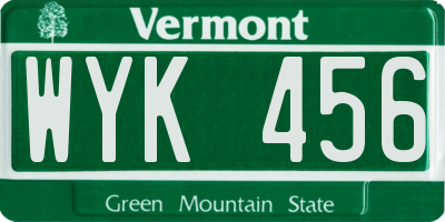 VT license plate WYK456