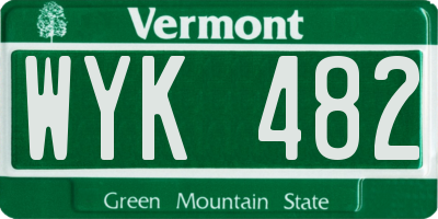 VT license plate WYK482