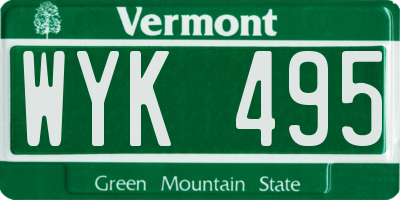 VT license plate WYK495