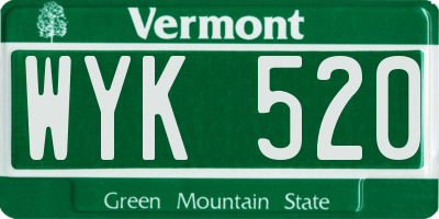 VT license plate WYK520