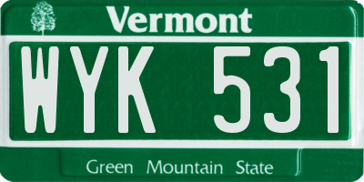 VT license plate WYK531
