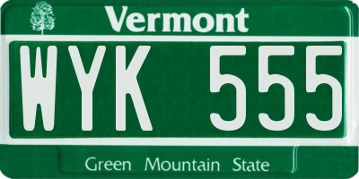 VT license plate WYK555