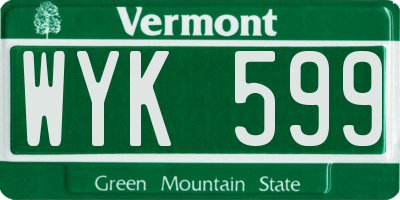 VT license plate WYK599