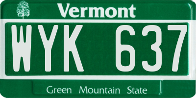 VT license plate WYK637