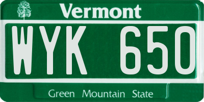 VT license plate WYK650