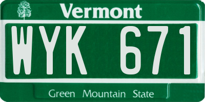 VT license plate WYK671